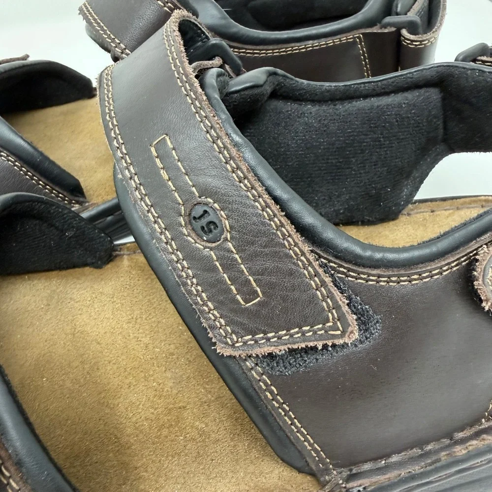 Josef Seibel Mens 44 US Brown Leather Adjustable Strap Sport Sandals Gorpcore